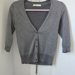Old Navy Women's Sparkle Gray V-Neck Cardigan Sweater